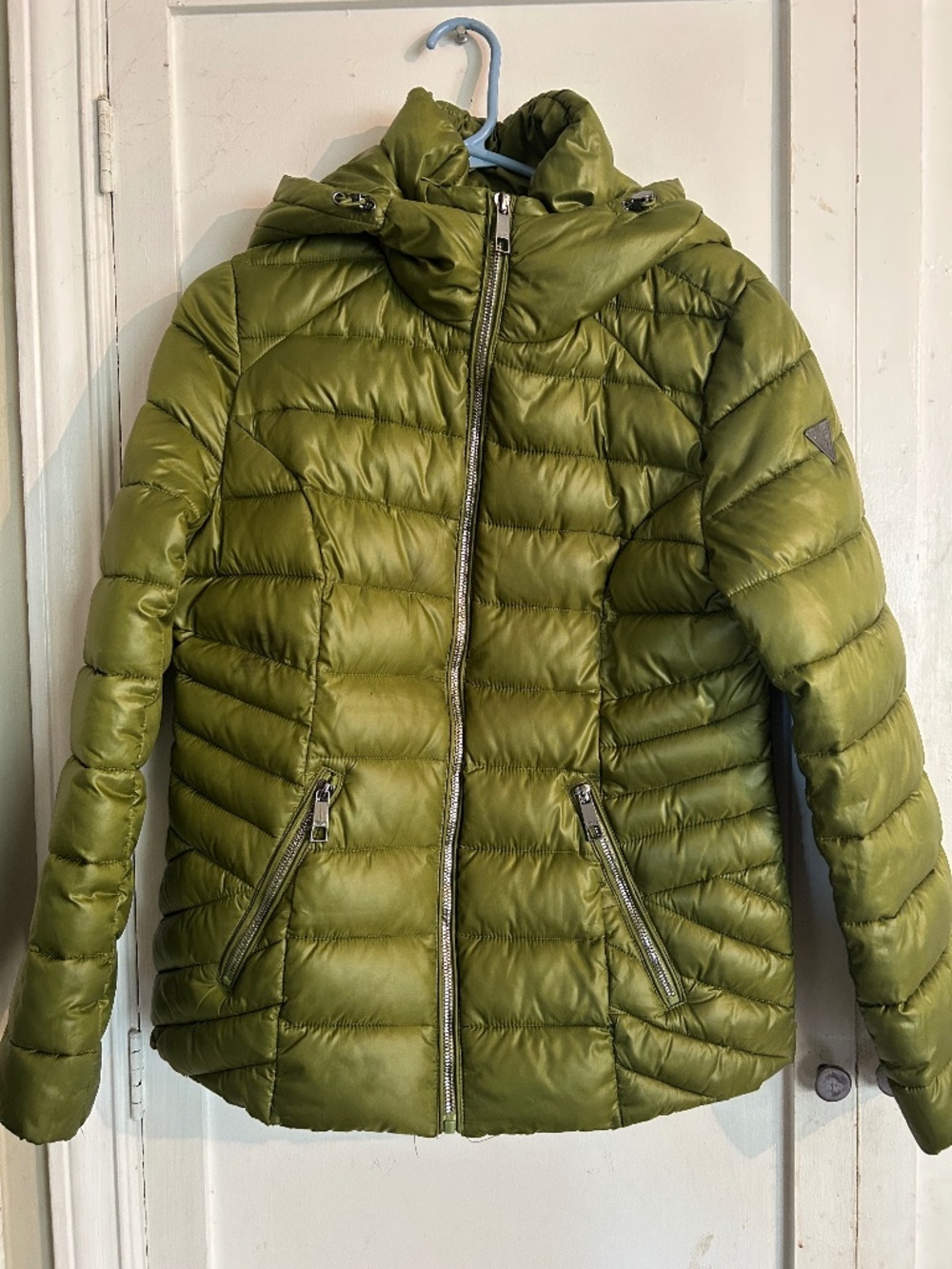 Guess Mid-weight Hooded Puffer Jacket Size Medium Spring green